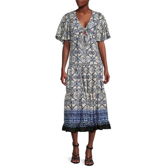 Taylor Dresses & Skirts - NEW Taylor Size 6 Midi Dress Cottagecore Boho Peasant V Neck Tiered Floral $138